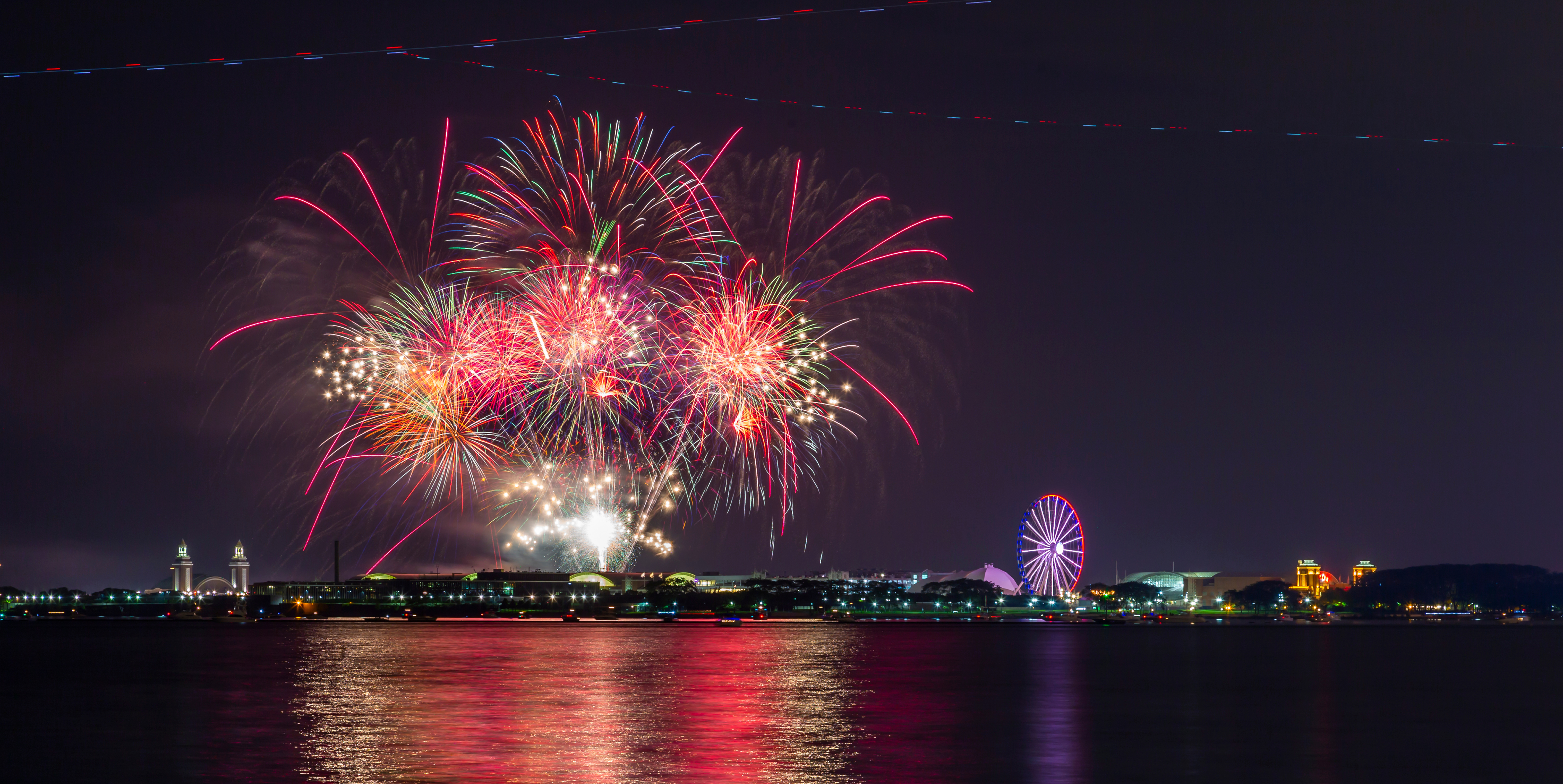 Dazzling fireworks display at Navy Pier, Chicago