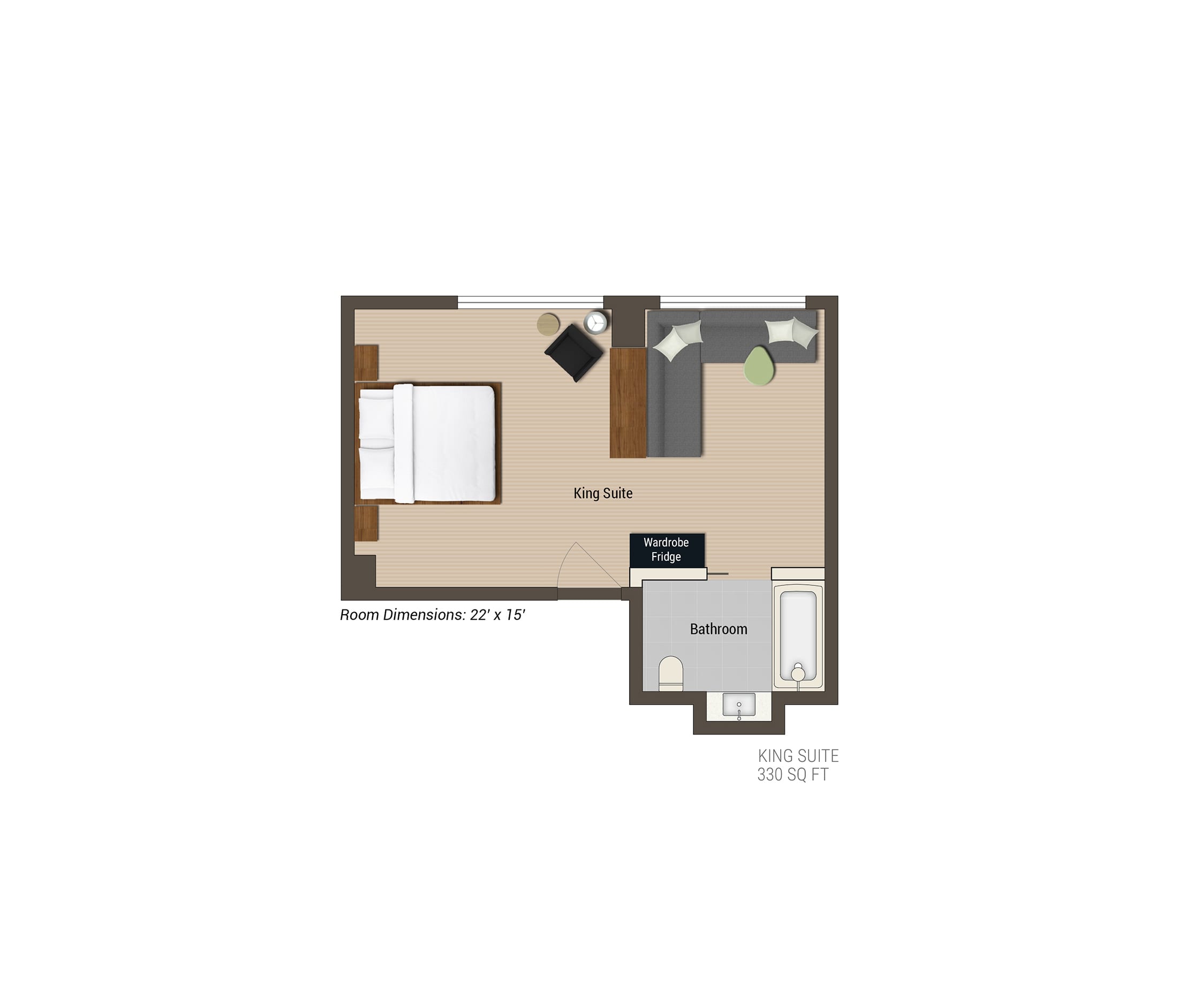 Arlo Midtown King Suite hotel room floorplan
