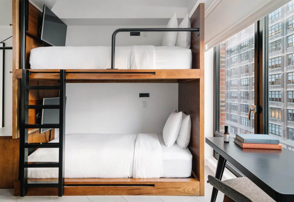 Arlo SoHo hotel room with bunk beds