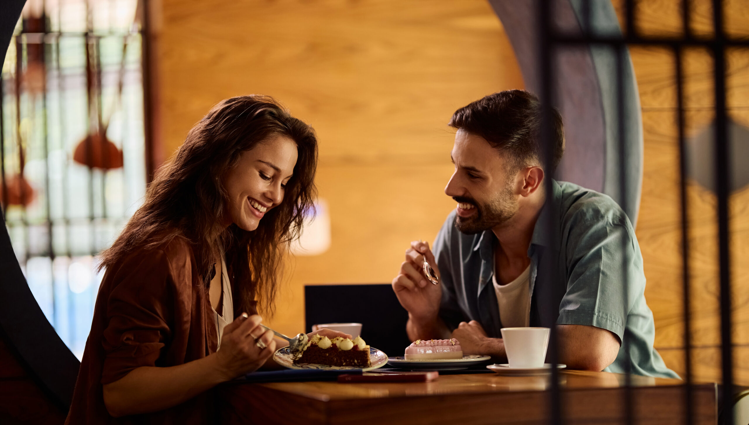 A loving couple enjoying a meal on Valentine's Day