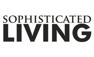 Black text on a white background reads "SOPHISTICATED LIVING," with "LIVING" in bold, larger font.