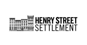 Logo featuring an illustration of historic buildings next to the text "Henry Street Settlement" in bold, uppercase letters.