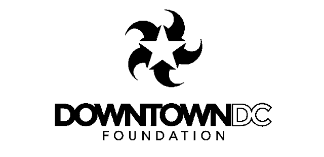Logo for Downtown DC Foundation featuring a central star surrounded by five curved shapes, with the text "DOWNTOWN DC FOUNDATION" below.