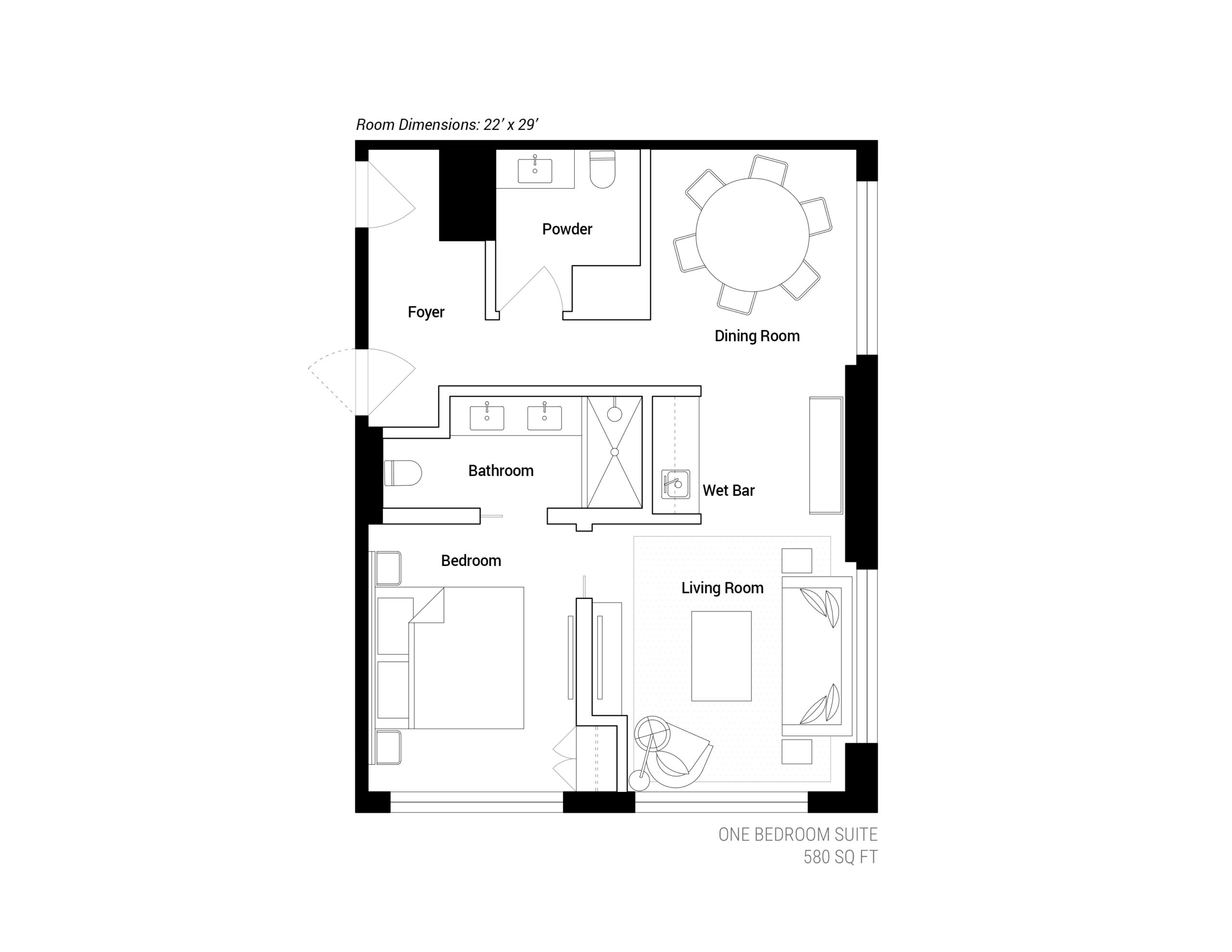 Arlo Wynwood Suite hotel room floorplan