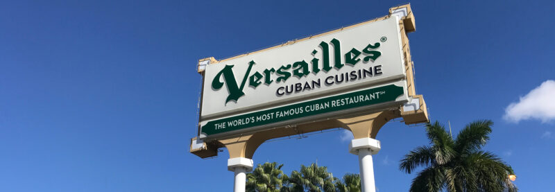 The iconic Versailles Restaurant in Little Havana, Miami, known for authentic Cuban food in Miami and beloved by locals and visitors alike.