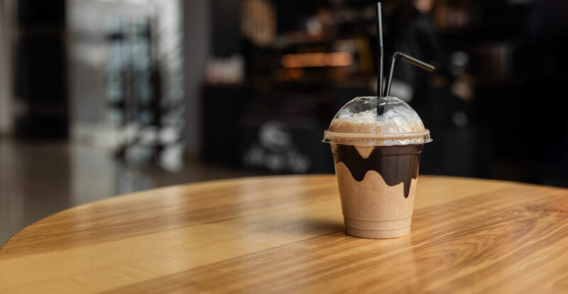 Iced coffee on a table inside a café near Arlo Wynwood in Miami's Wynwood Arts District.
